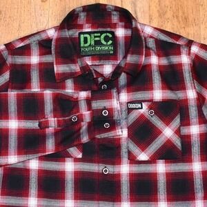 Dixxon DFC Flannel Shirt Youth XL Red Black D-Tech Plaid Button Down